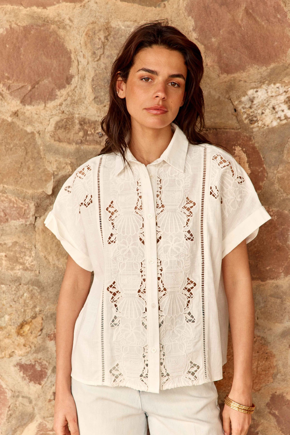 Cheryl - Chemisier à broderies ajourées
