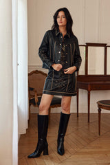 Fill - Jupe courte en cuir cloutée