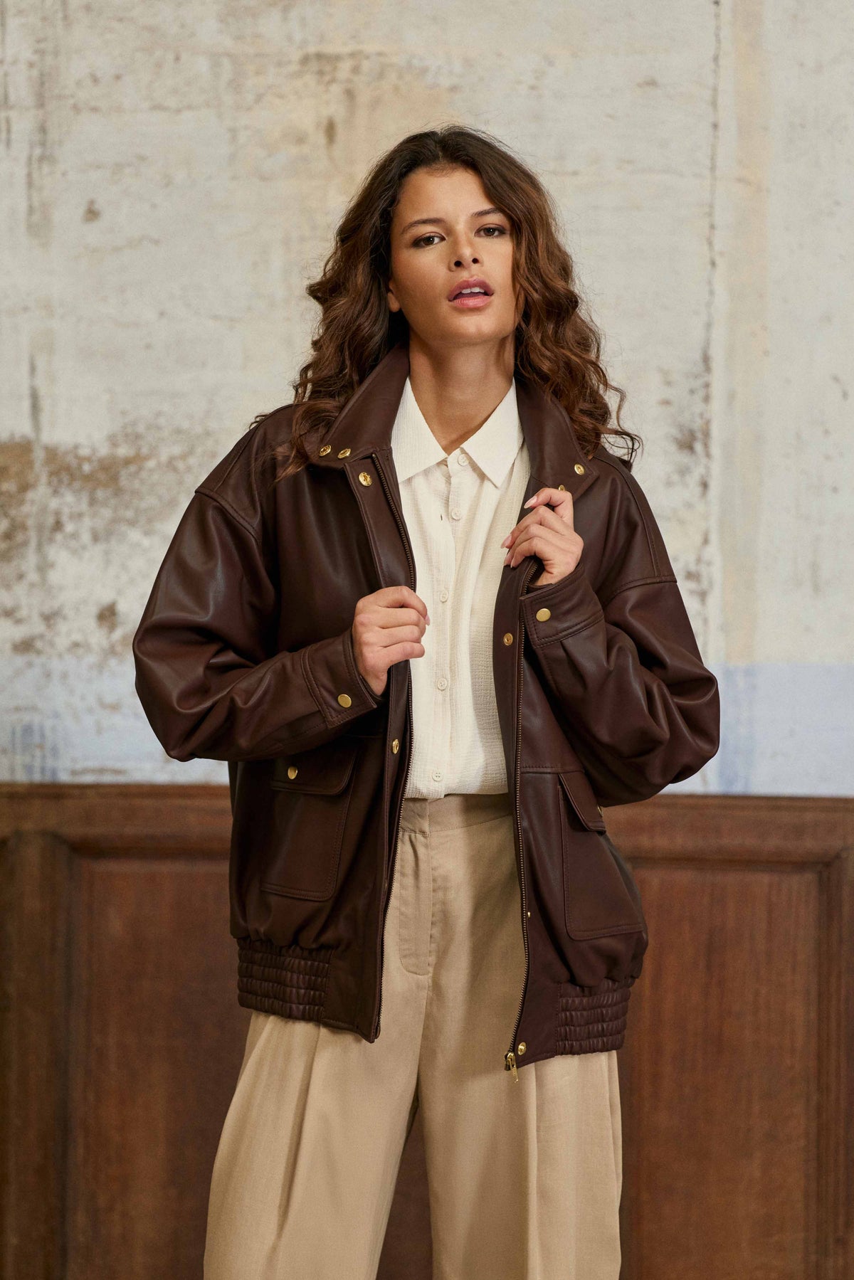 Floy - Veste en cuir oversize