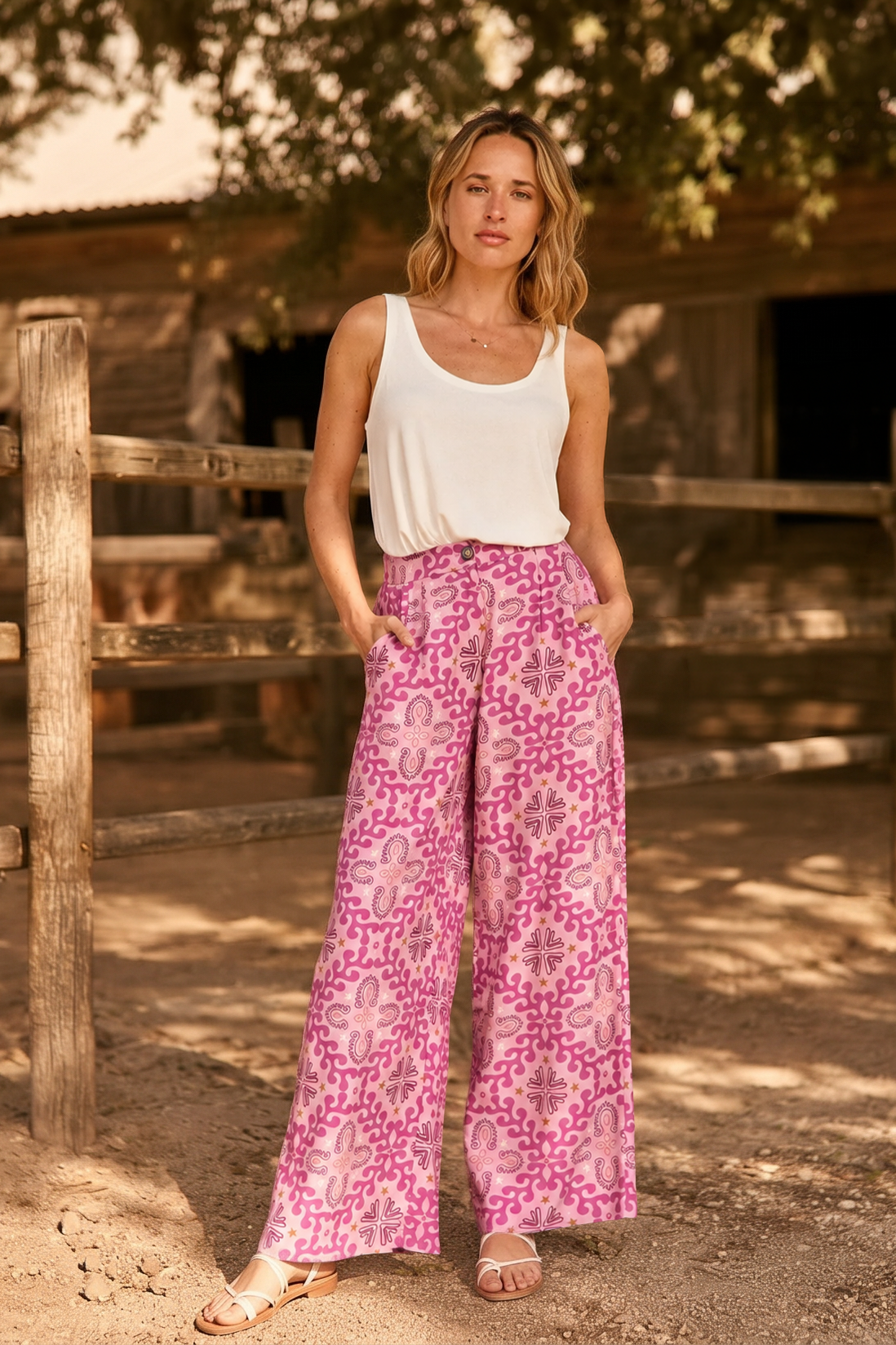 Pozo - Pantalon fluide imprimé