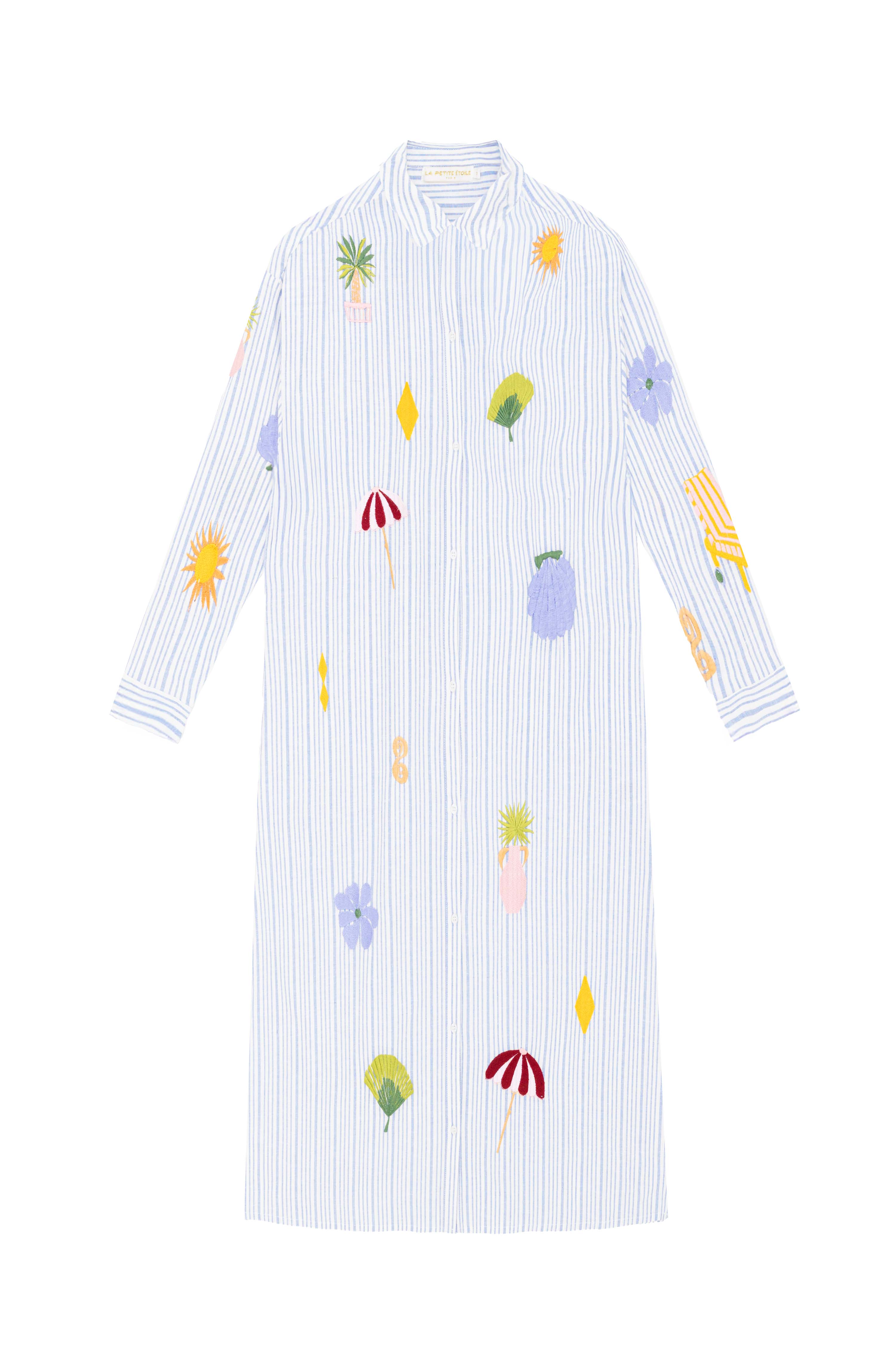 Rafaela - Robe chemise longue brodée