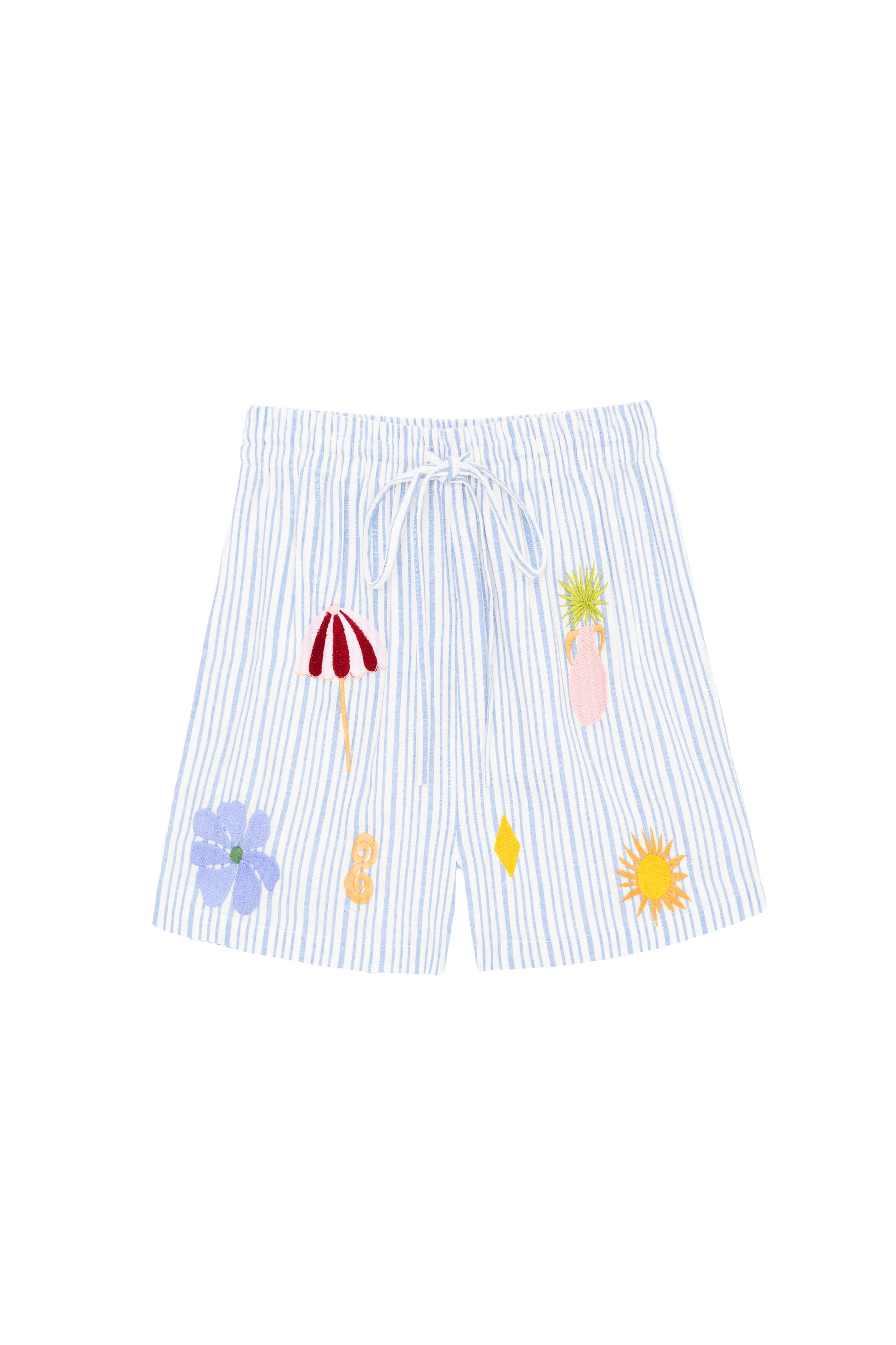 Shay - Short à rayures brodé