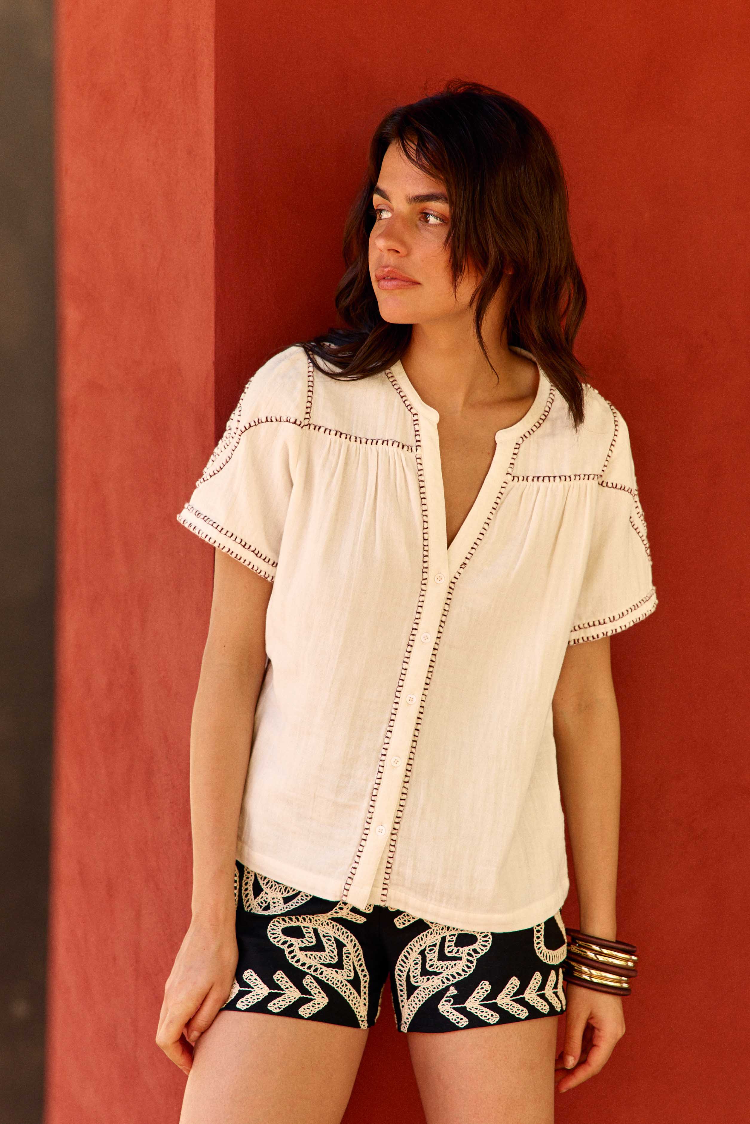 Toan - Blouse évasée à broderies